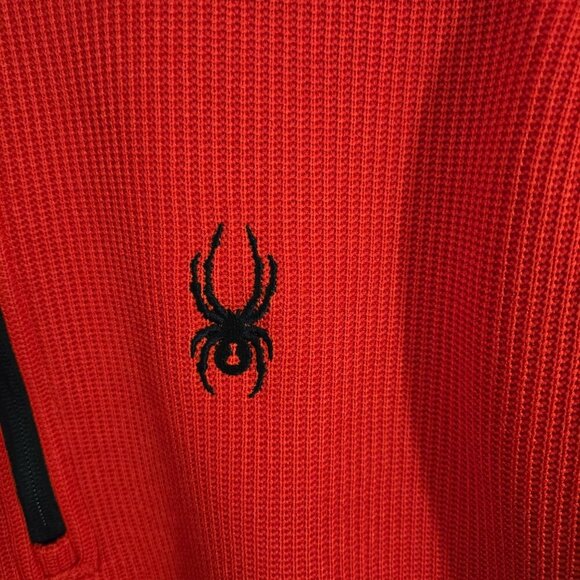 Spyder Outbound Core Sweater Jacket 1/2 Zip Red Black Logo Size L - Picture 4 of 7
